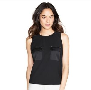 WHBM Black Sleeveless Blouse Pocket Tank